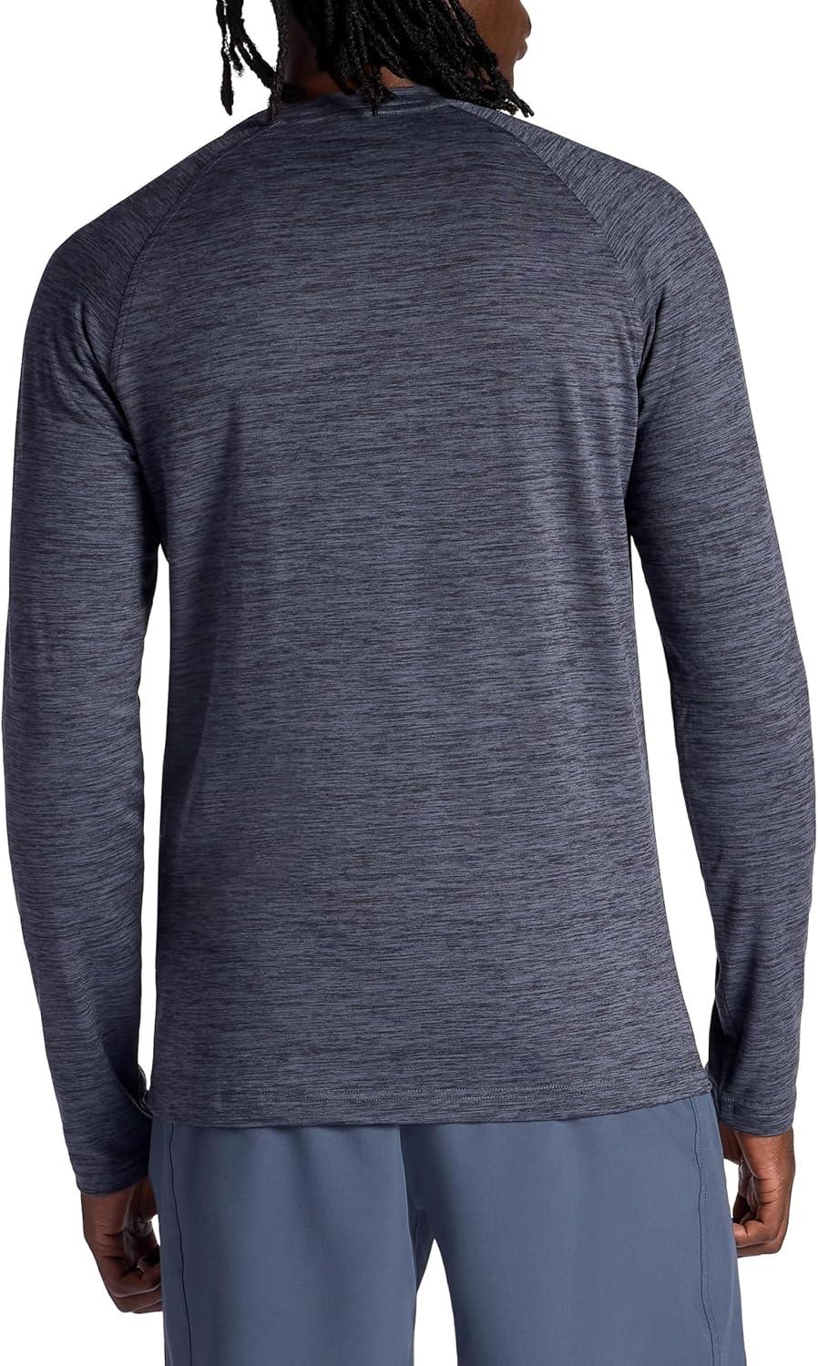 imageGaiam Mens Power Long Sleeve Crewneck Top Standard Fit Stretch Heavyweight Fleece MaterialEbony Heather