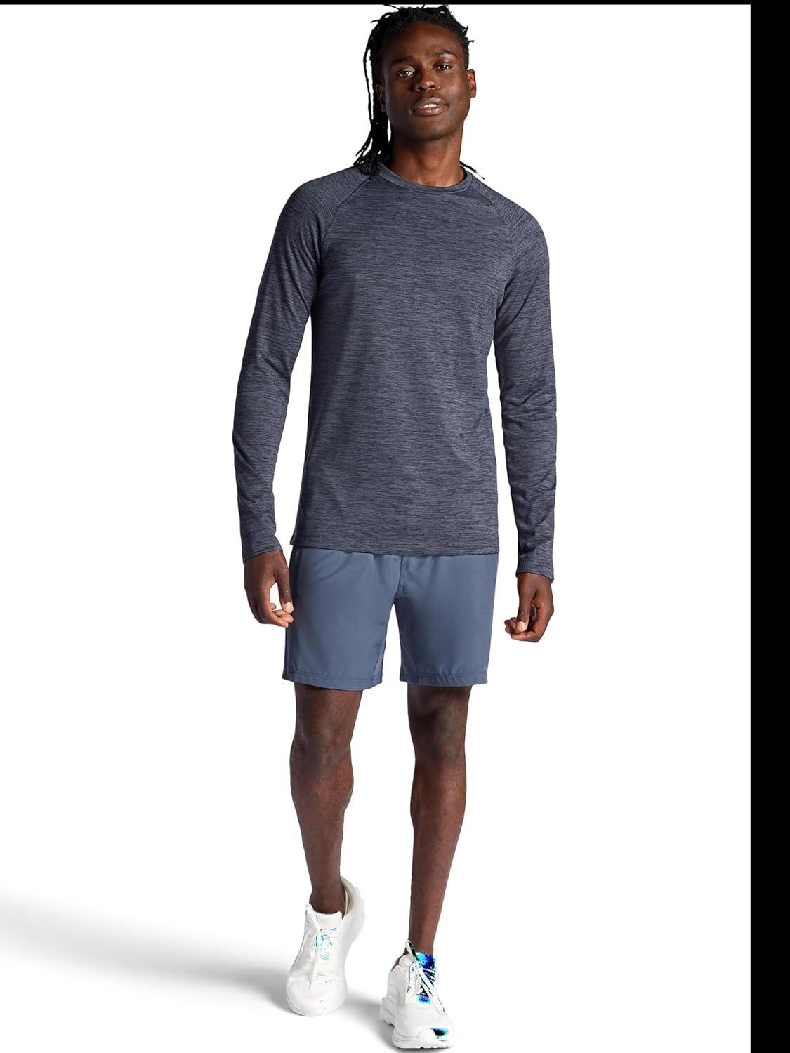 imageGaiam Mens Power Long Sleeve Crewneck Top Standard Fit Stretch Heavyweight Fleece MaterialEbony Heather