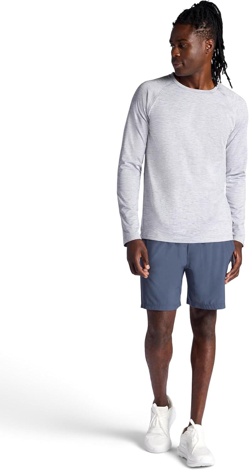 imageGaiam Mens Power Long Sleeve Crewneck Top Standard Fit Stretch Heavyweight Fleece MaterialSleet Heather