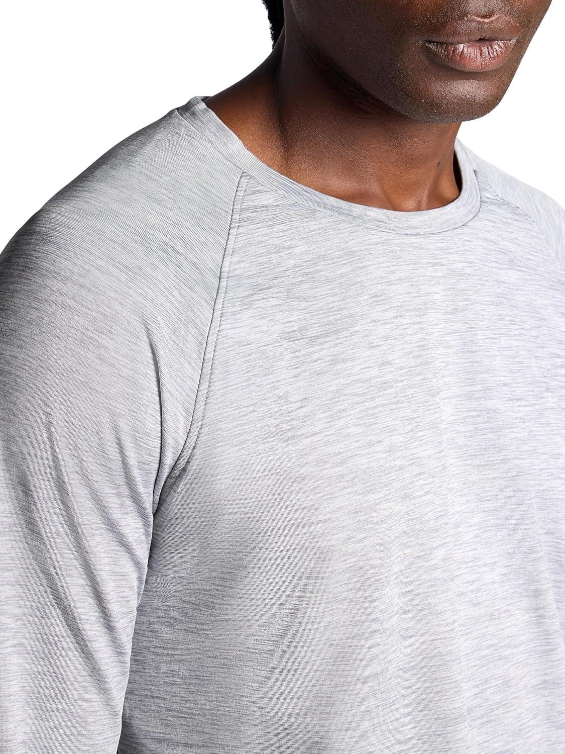 imageGaiam Mens Power Long Sleeve Crewneck Top Standard Fit Stretch Heavyweight Fleece MaterialSleet Heather