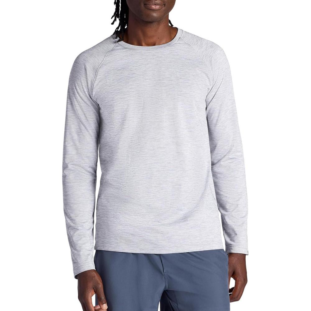 imageGaiam Mens Power Long Sleeve Crewneck Top Standard Fit Stretch Heavyweight Fleece MaterialSleet Heather