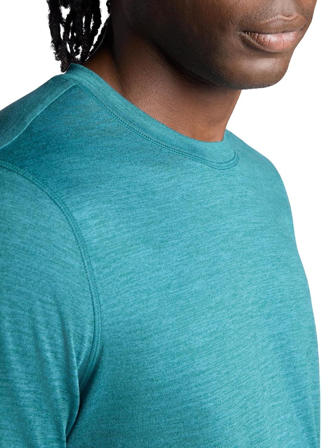 imageGaiam Mens Everyday Basic Crewneck Top Standard Fit Stretch Midweight MaterialSea Spray Heather