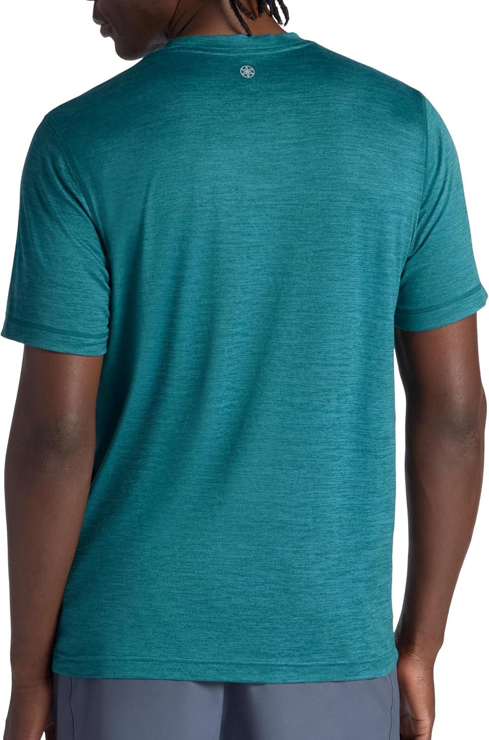 imageGaiam Mens Everyday Basic Crewneck Top Standard Fit Stretch Midweight MaterialSea Spray Heather