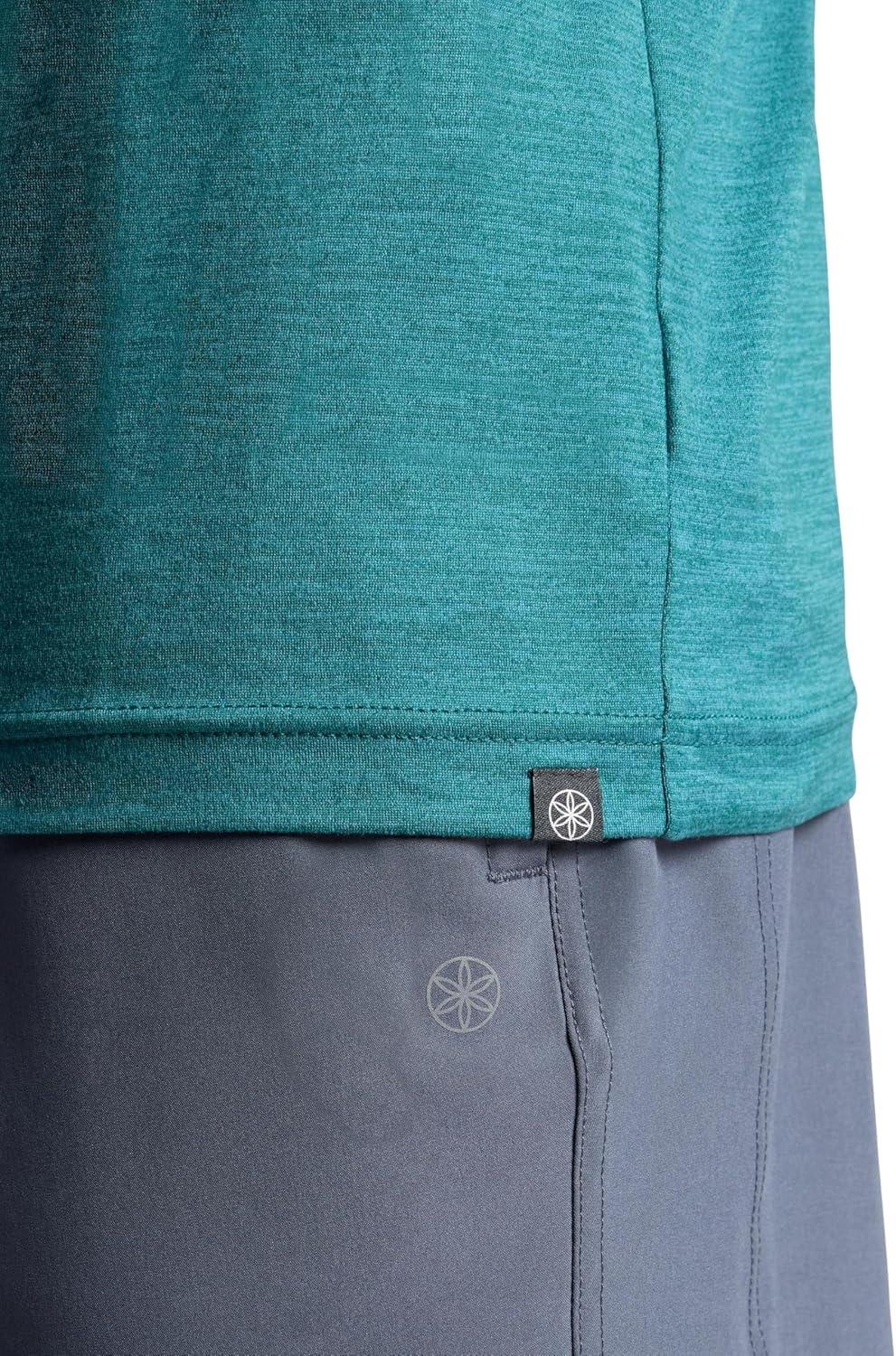 imageGaiam Mens Everyday Basic Crewneck Top Standard Fit Stretch Midweight MaterialSea Spray Heather