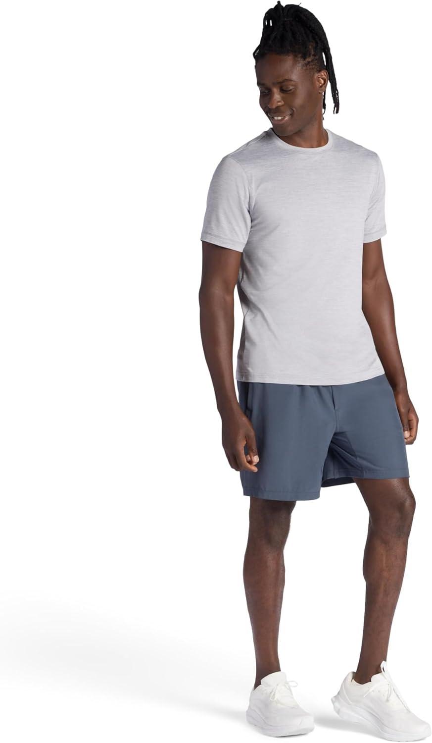imageGaiam Mens Everyday Basic Crewneck Top Standard Fit Stretch Midweight MaterialSleet Heather