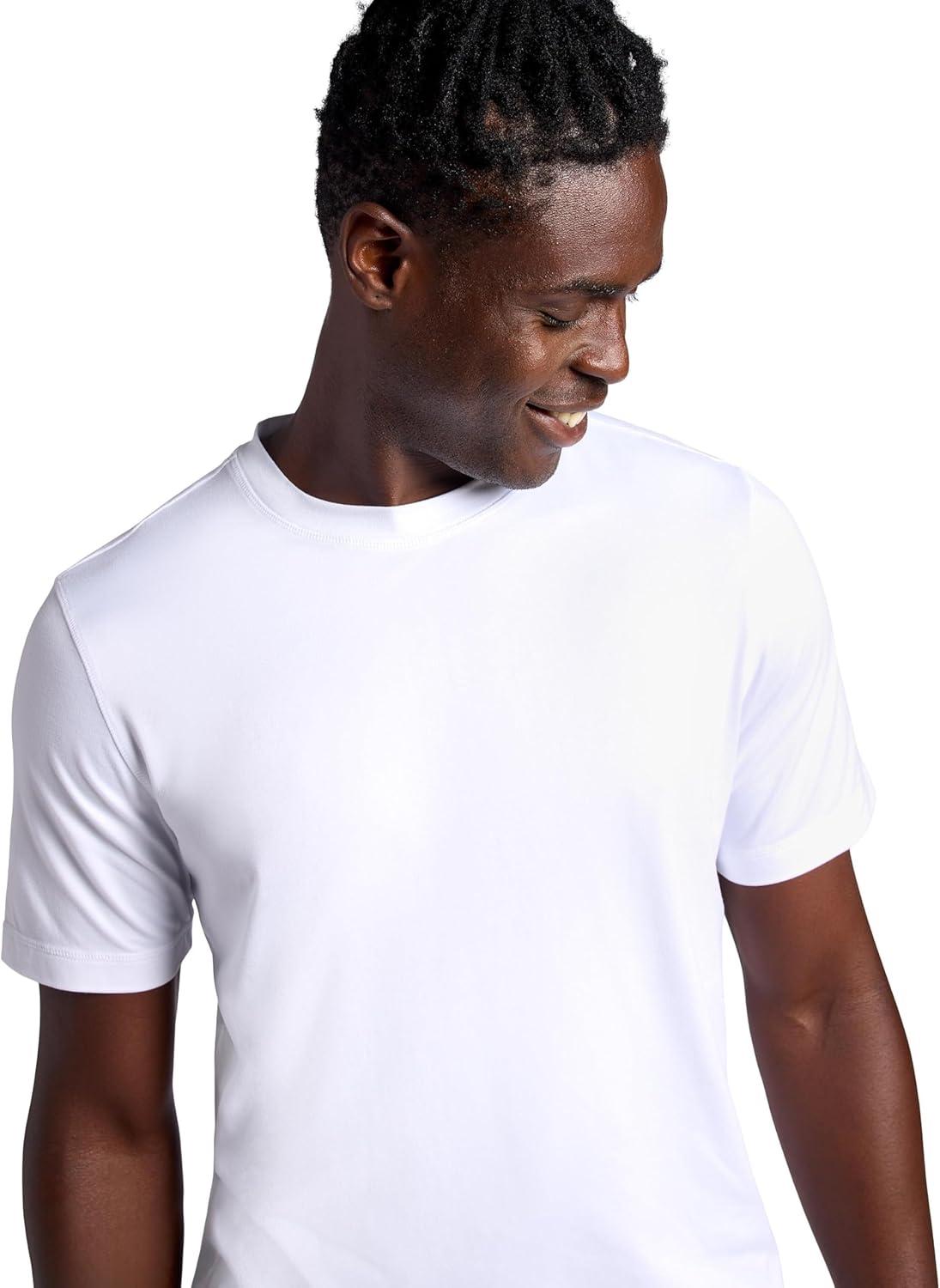 imageGaiam Mens Everyday Basic Crewneck Top Standard Fit Stretch Midweight MaterialStark White