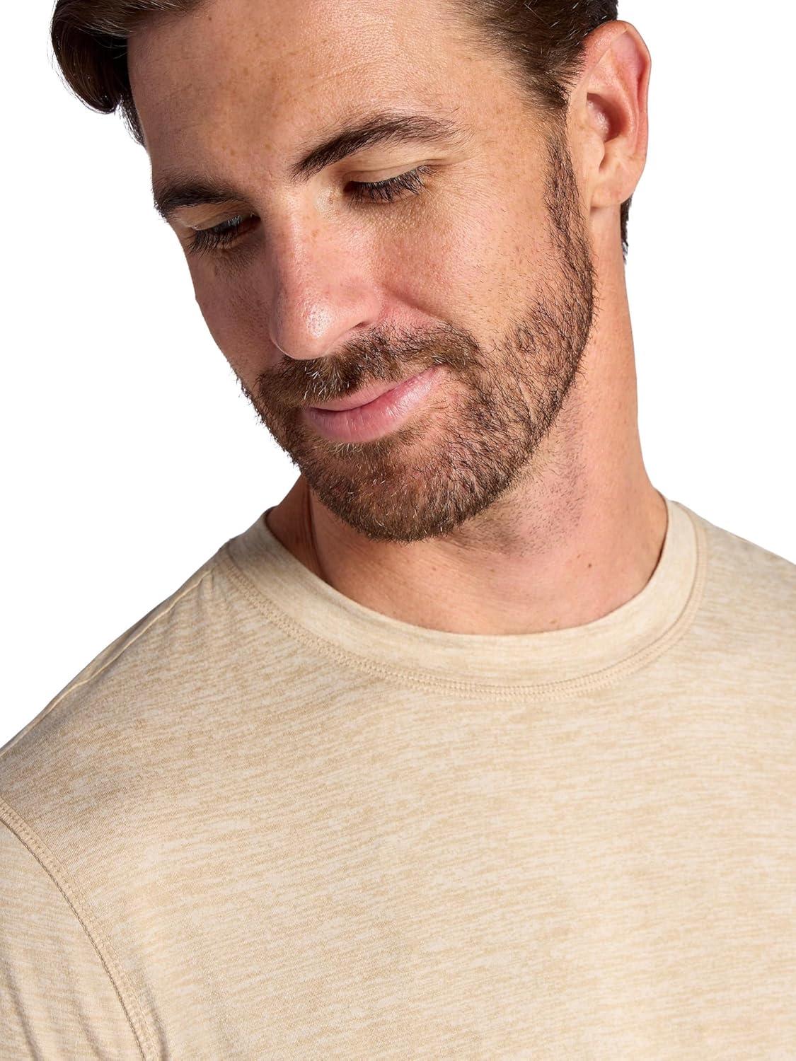 imageGaiam Mens Everyday Basic Crewneck Top Standard Fit Stretch Midweight MaterialTan