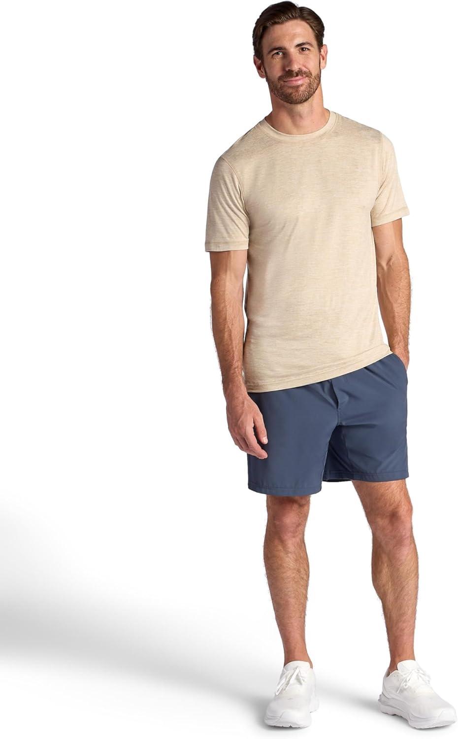 imageGaiam Mens Everyday Basic Crewneck Top Standard Fit Stretch Midweight MaterialTan