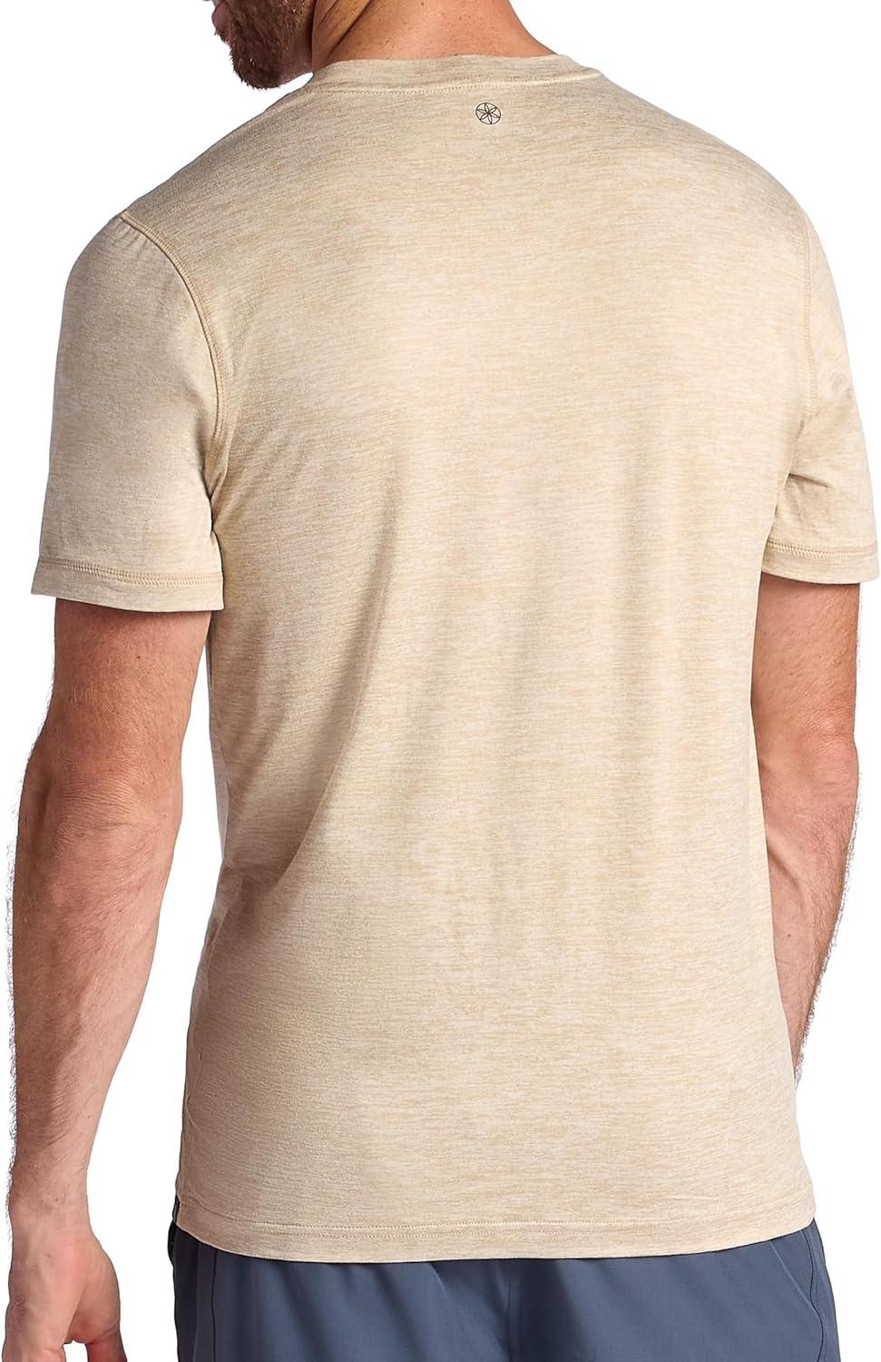 imageGaiam Mens Everyday Basic Crewneck Top Standard Fit Stretch Midweight MaterialTan