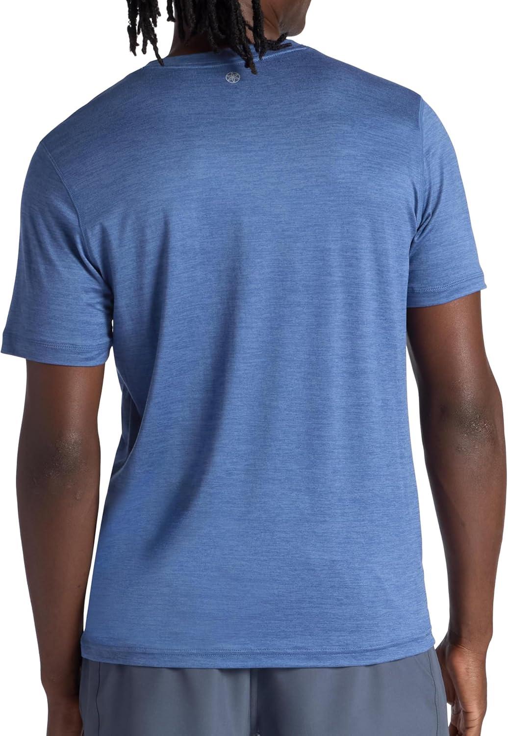 imageGaiam Mens Everyday Basic Crewneck Top Standard Fit Stretch Midweight MaterialTrue Navy Heather