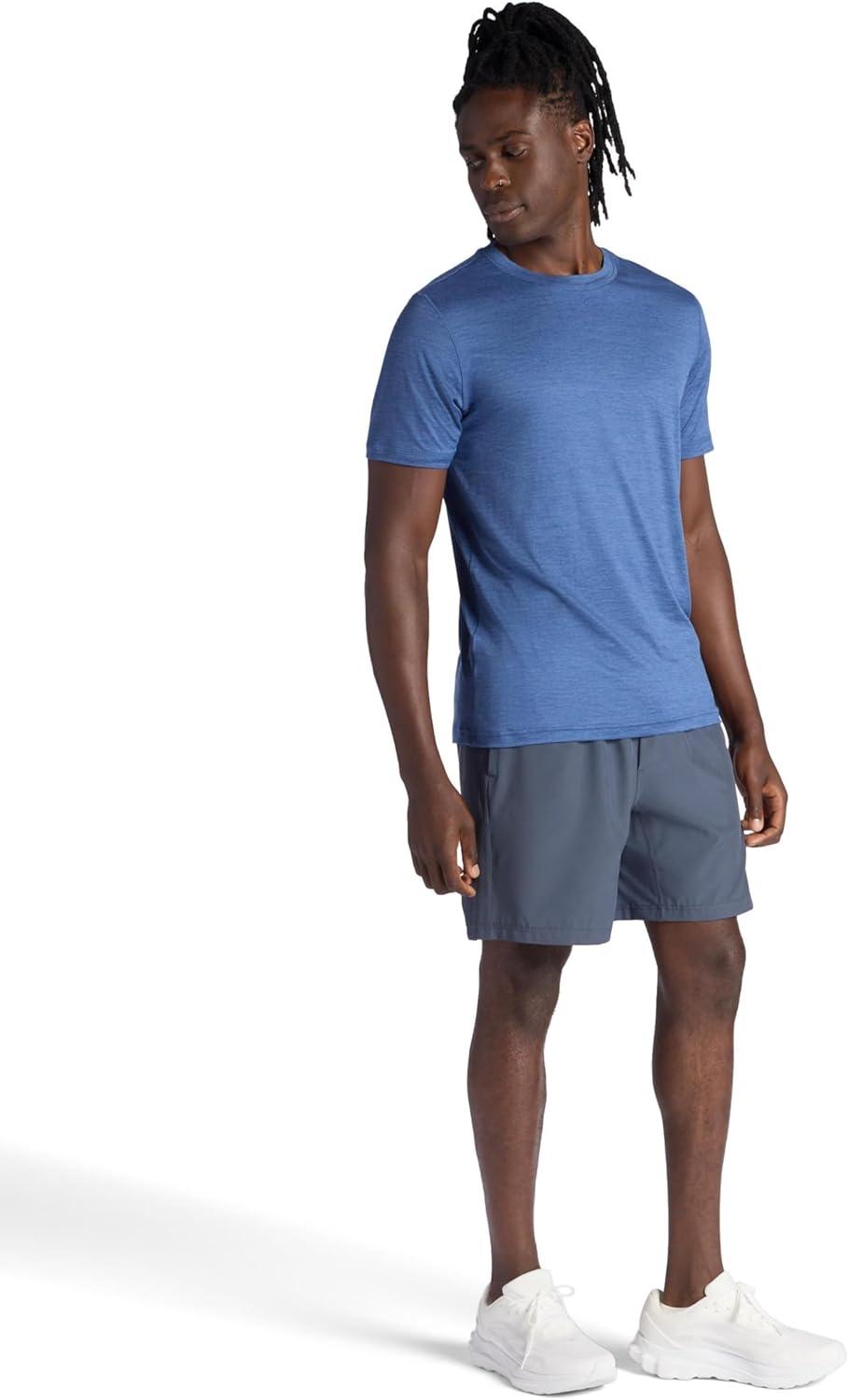 imageGaiam Mens Everyday Basic Crewneck Top Standard Fit Stretch Midweight MaterialTrue Navy Heather