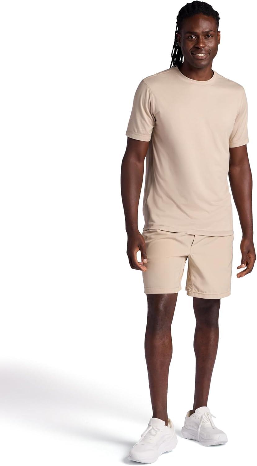 imageGaiam Mens Everyday Basic Crewneck Top Standard Fit Stretch Midweight MaterialWhite Pepper
