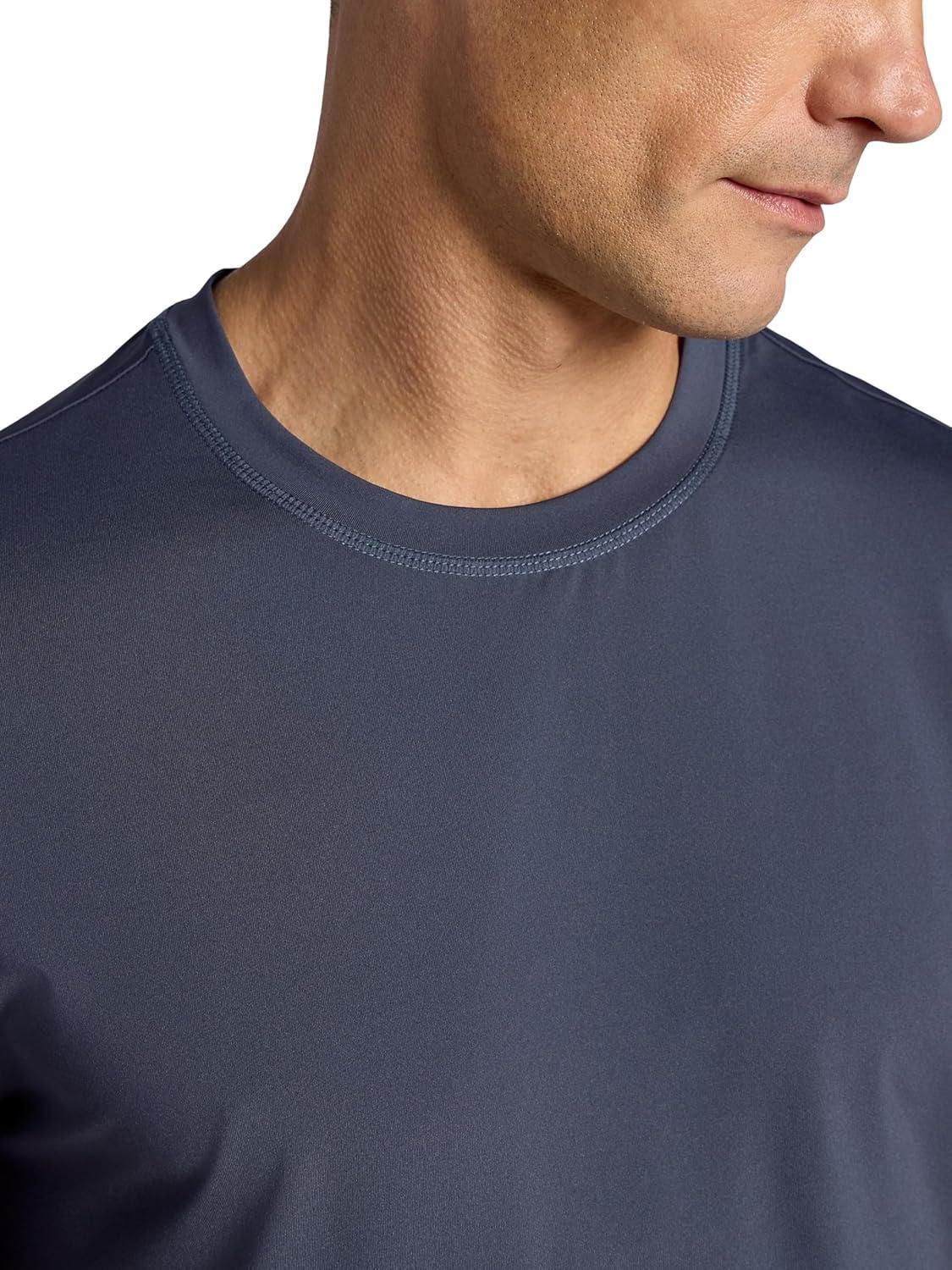 imageGaiam Mens Omtech Short Sleeve Crewneck TShirt Standard Fit Stretch Lightweight Performance MaterialCool Grey