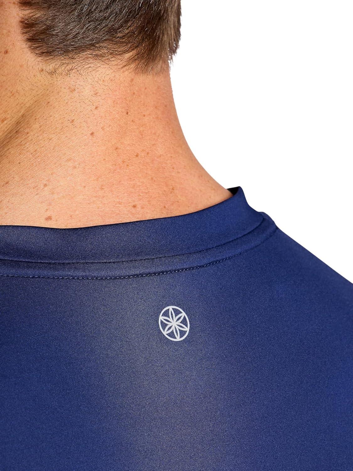 imageGaiam Mens Omtech Short Sleeve Crewneck TShirt Standard Fit Stretch Lightweight Performance MaterialMedieval Blue