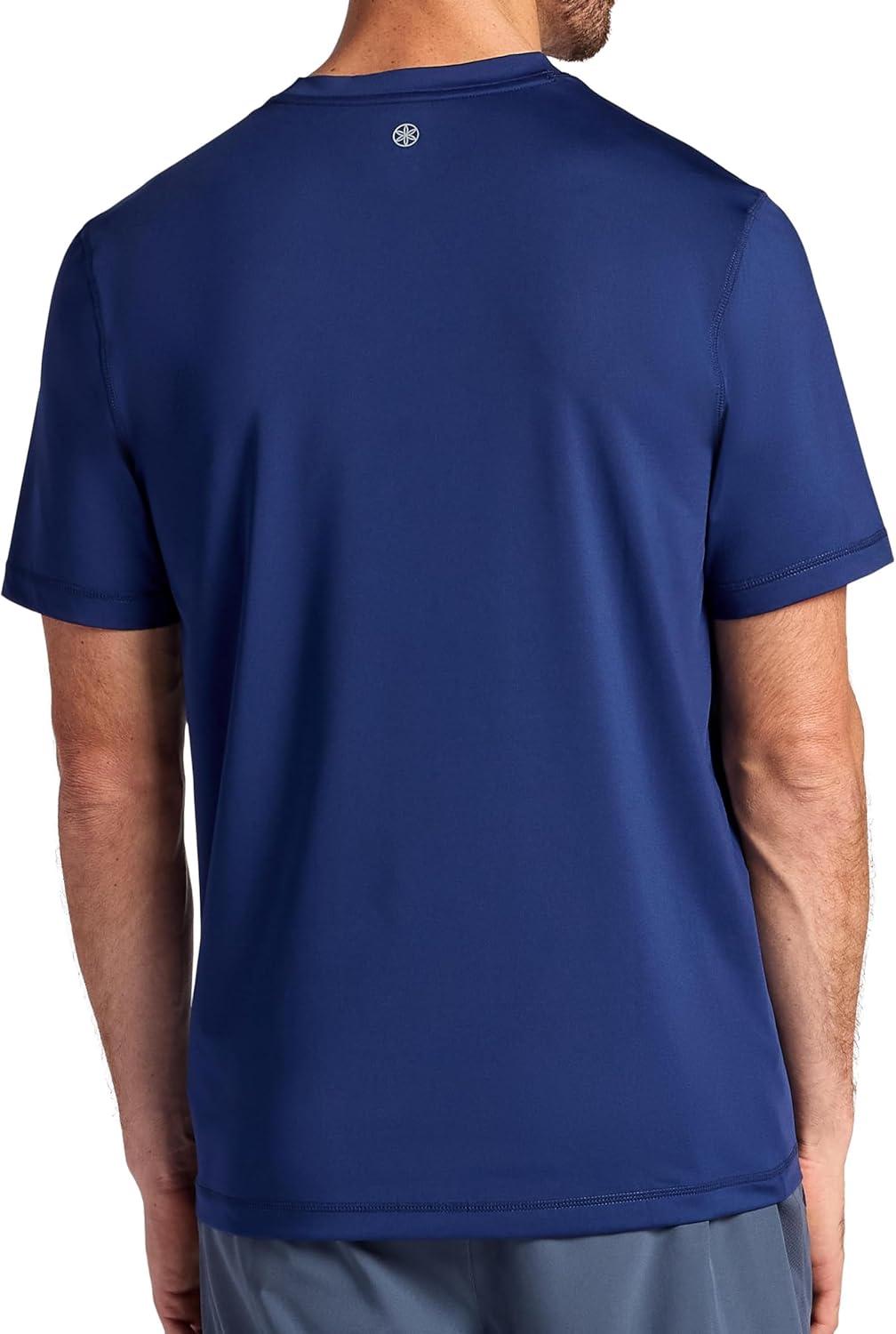 imageGaiam Mens Omtech Short Sleeve Crewneck TShirt Standard Fit Stretch Lightweight Performance MaterialMedieval Blue