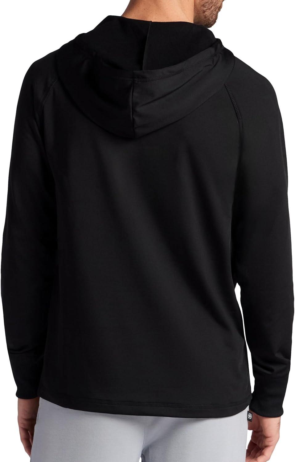 imageGaiam Mens Serenity Flow Long Sleeve Cowl Neck Quarterzip Hoodie Standard Fit Stretch Midweight MaterialBlack
