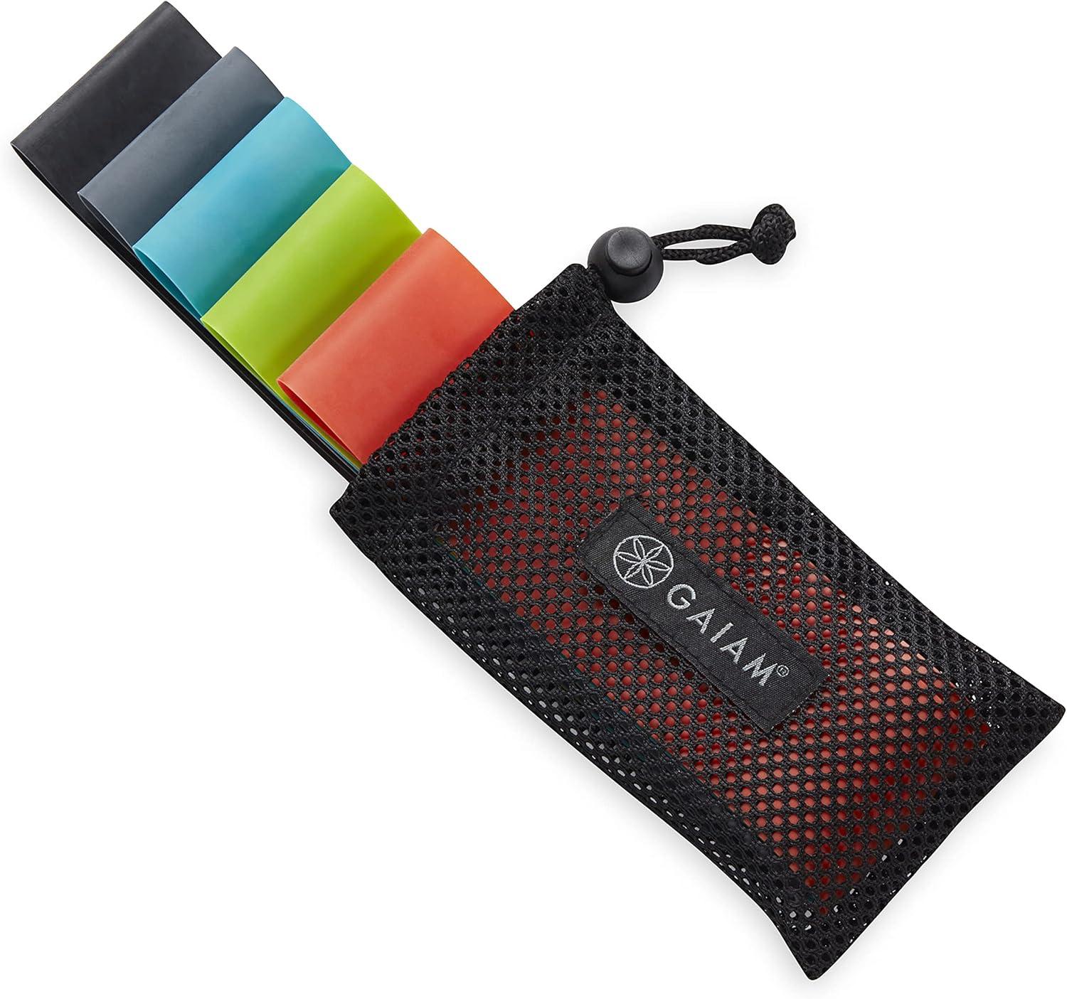 imageGaiam Restore Mini Resistance Loop Bands 5 Pack Booty Bands with 5 Resistance Levels Loop Resistance Bands for Exercise and Rehab Includes Guide and Carry Bag