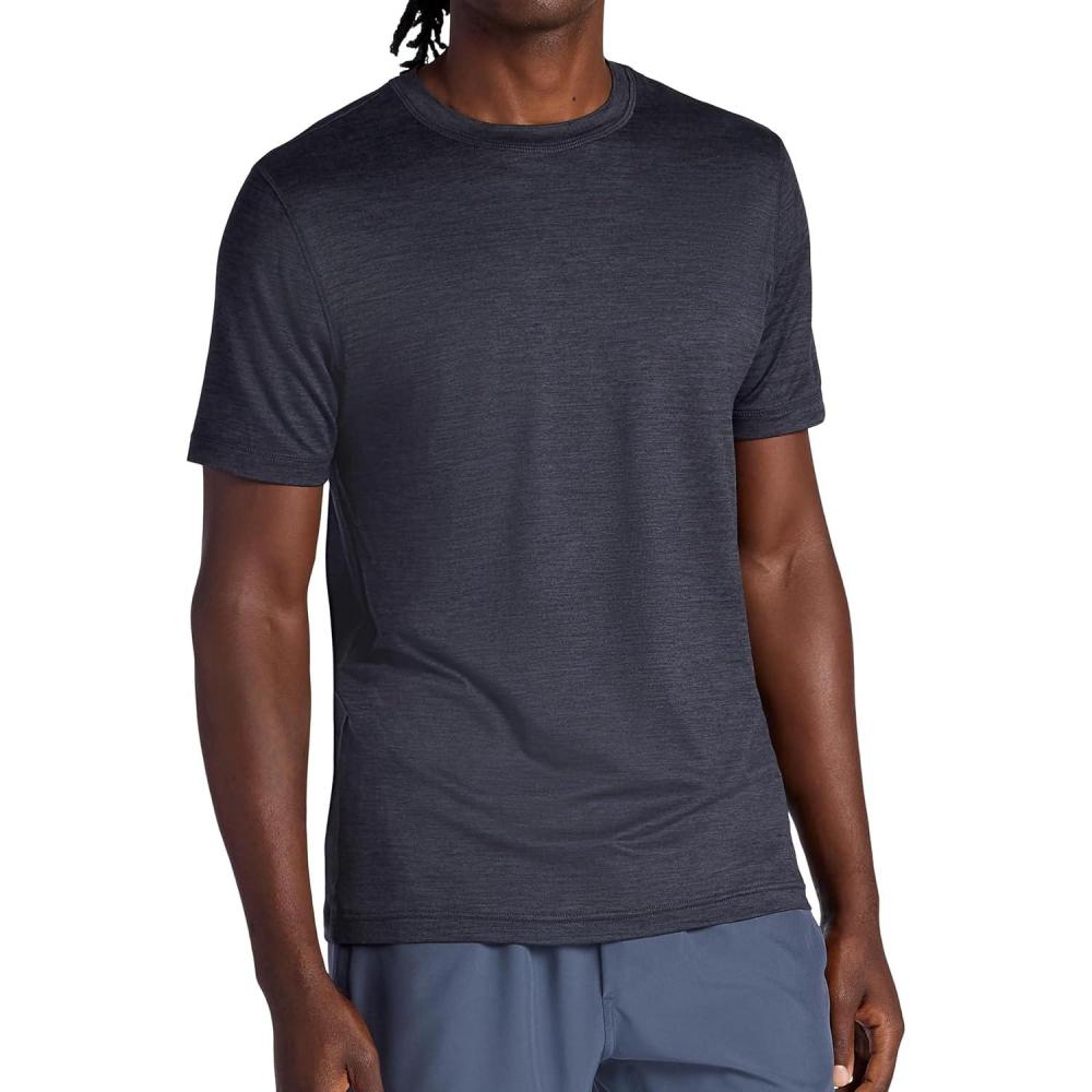 imageGaiam Mens Everyday Basic Crewneck Top Standard Fit Stretch Midweight MaterialBlack Heather