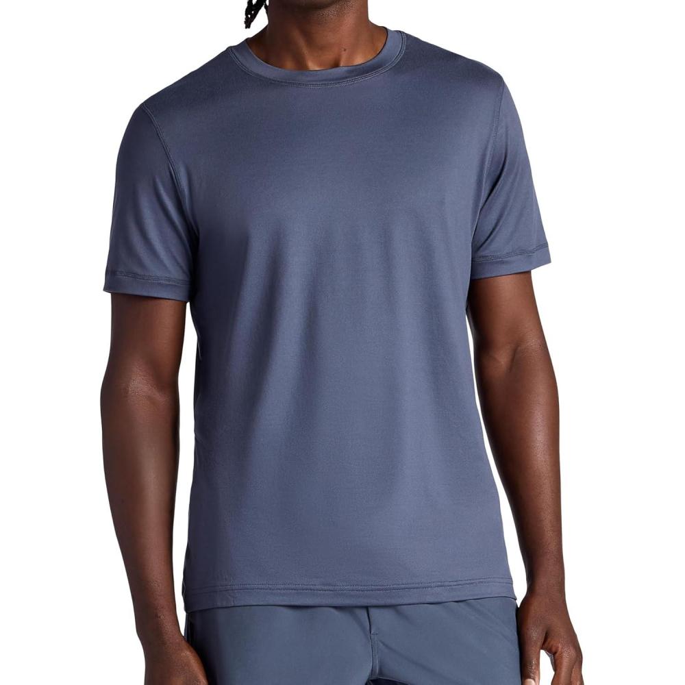 imageGaiam Mens Everyday Basic Crewneck Top Standard Fit Stretch Midweight MaterialCool Grey