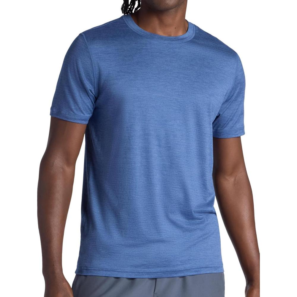 imageGaiam Mens Everyday Basic Crewneck Top Standard Fit Stretch Midweight MaterialTrue Navy Heather