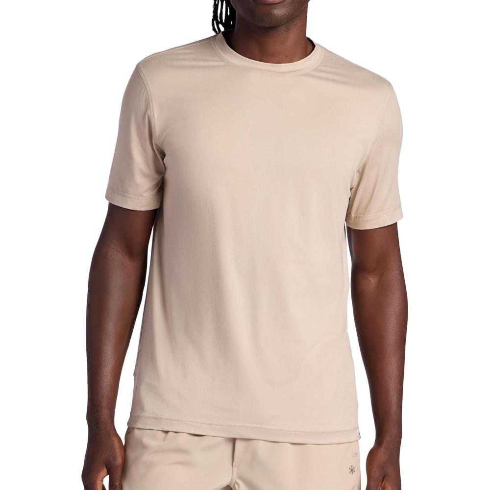 imageGaiam Mens Everyday Basic Crewneck Top Standard Fit Stretch Midweight MaterialWhite Pepper