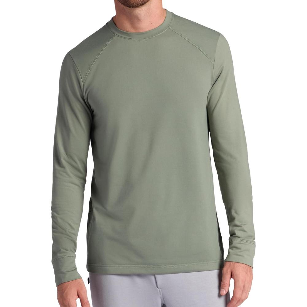 imageGaiam Mens Long Sleeve Crewneck Top Standard Fit Stretch Midweight MaterialSea Spray Bliss Balance
