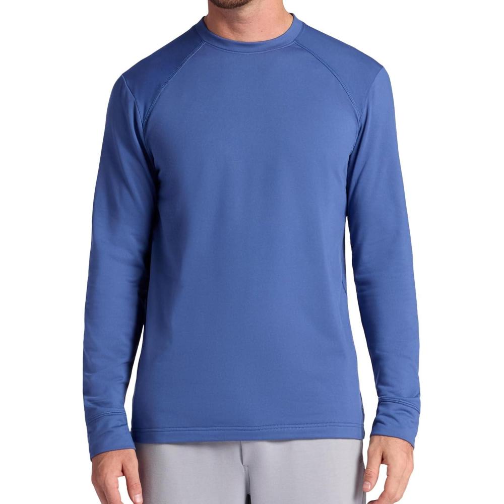 imageGaiam Mens Long Sleeve Crewneck Top Standard Fit Stretch Midweight MaterialTrue Navy Bliss Balance
