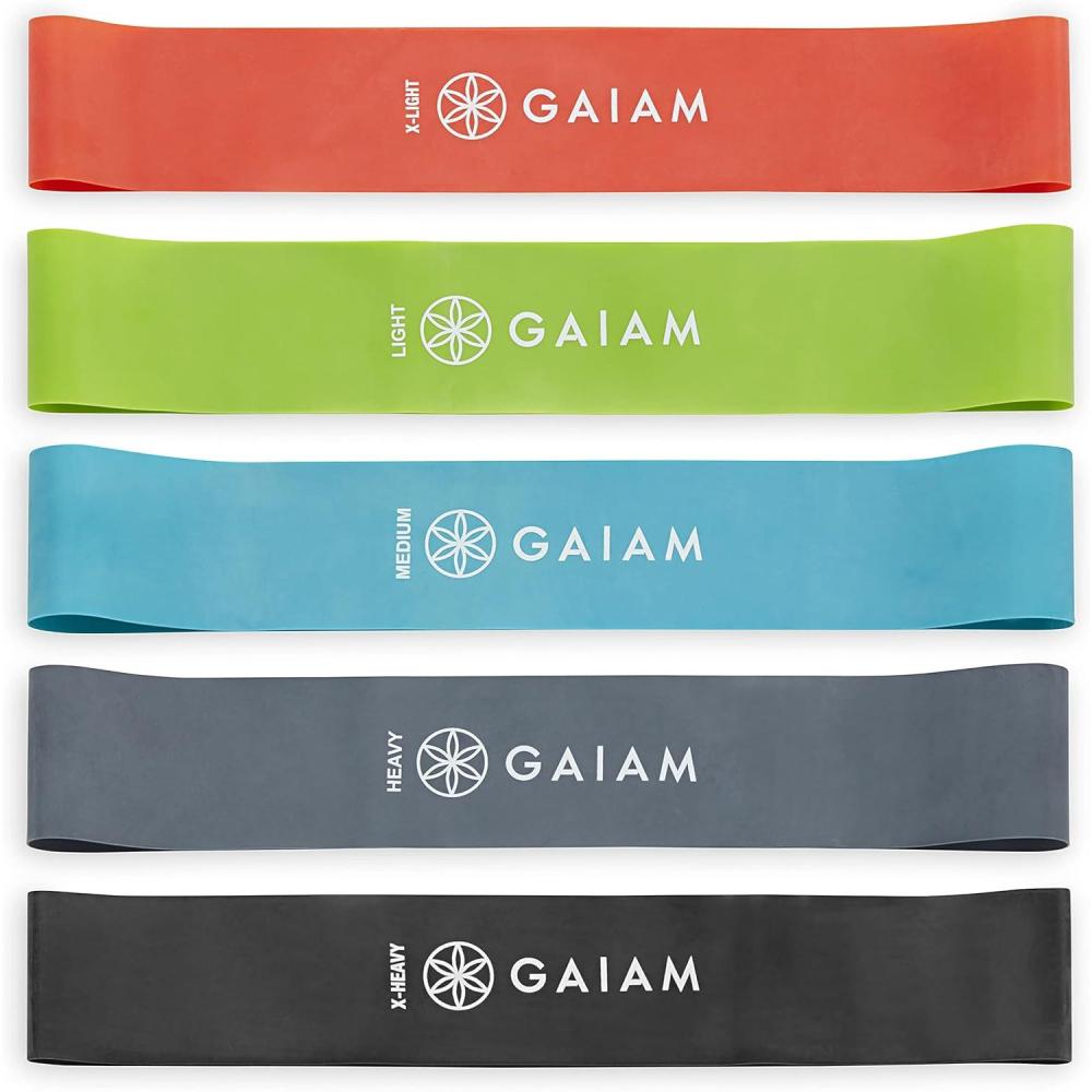 imageGaiam Restore Mini Resistance Loop Bands 5 Pack Booty Bands with 5 Resistance Levels Loop Resistance Bands for Exercise and Rehab Includes Guide and Carry Bag
