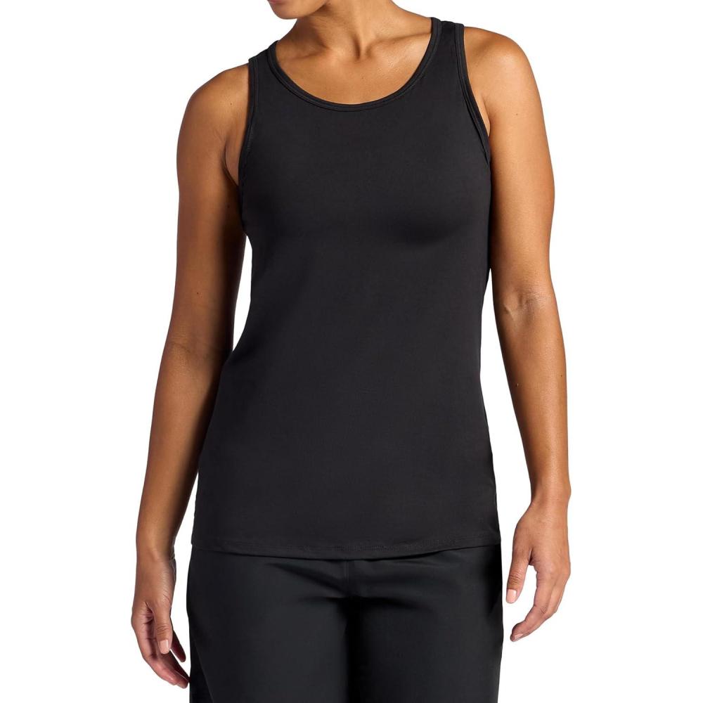 imageGaiam Womens Relax Crewneck Tank Top Relaxed Fit Stretch Midweight MaterialBlack Tap Shoe