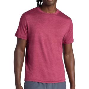 Gaiam Men’s Everyday Basic Crewneck Top, Standard Fit, Stretch Midweight Material(Beet Heather)