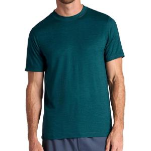 Gaiam Men’s Everyday Basic Crewneck Top, Standard Fit, Stretch Midweight Material(Deep Teal Heather)