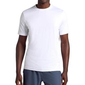 Gaiam Men’s Everyday Basic Crewneck Top, Standard Fit, Stretch Midweight Material(Stark White)