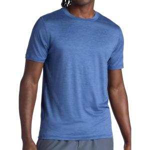 Gaiam Men’s Everyday Basic Crewneck Top, Standard Fit, Stretch Midweight Material(True Navy Heather)