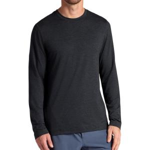 Gaiam Men’s Long Sleeve Crewneck Top, Standard Fit, Stretch Midweight Material(Black Heather – Intent)
