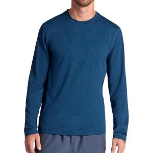 Gaiam Men’s Long Sleeve Crewneck Top, Standard Fit, Stretch Midweight Material(Blue Wing Teal Heather – Intent)