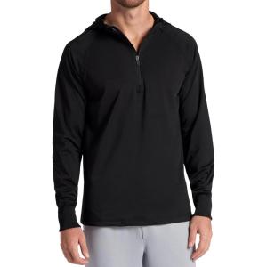 Gaiam Men’s Serenity Flow Long Sleeve Cowl Neck Quarter-zip Hoodie, Standard Fit, Stretch Midweight Material(Black)