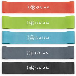 Gaiam Restore Mini Resistance Loop Bands – 5 Pack Booty Bands with 5 Resistance Levels – Loop Resistance Bands for Exercise and Rehab – Includes Guide and Carry Bag