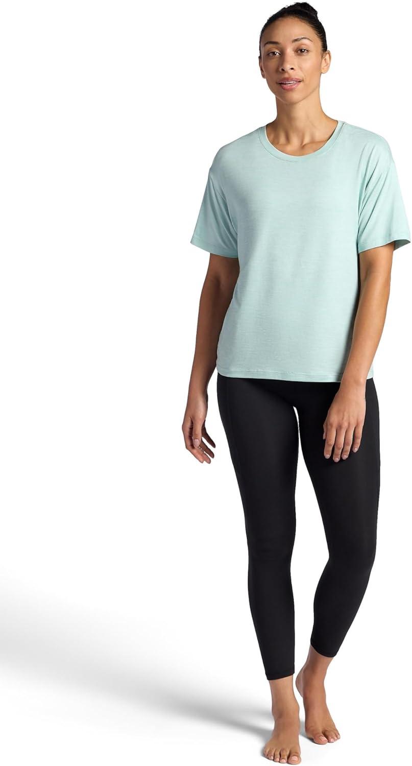 imageGaiam Womens Oversized Performance TShirt Oversized Fit Stretch Lightweight MaterialBlue Haze Heather