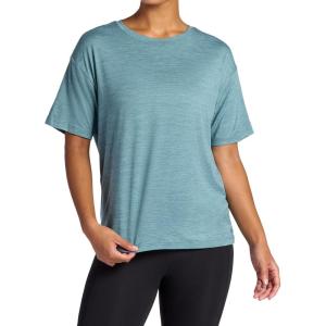 Gaiam Women’s Oversized Performance T-Shirt, Oversized Fit, Stretch Lightweight Material(Goblin Blue Heather)