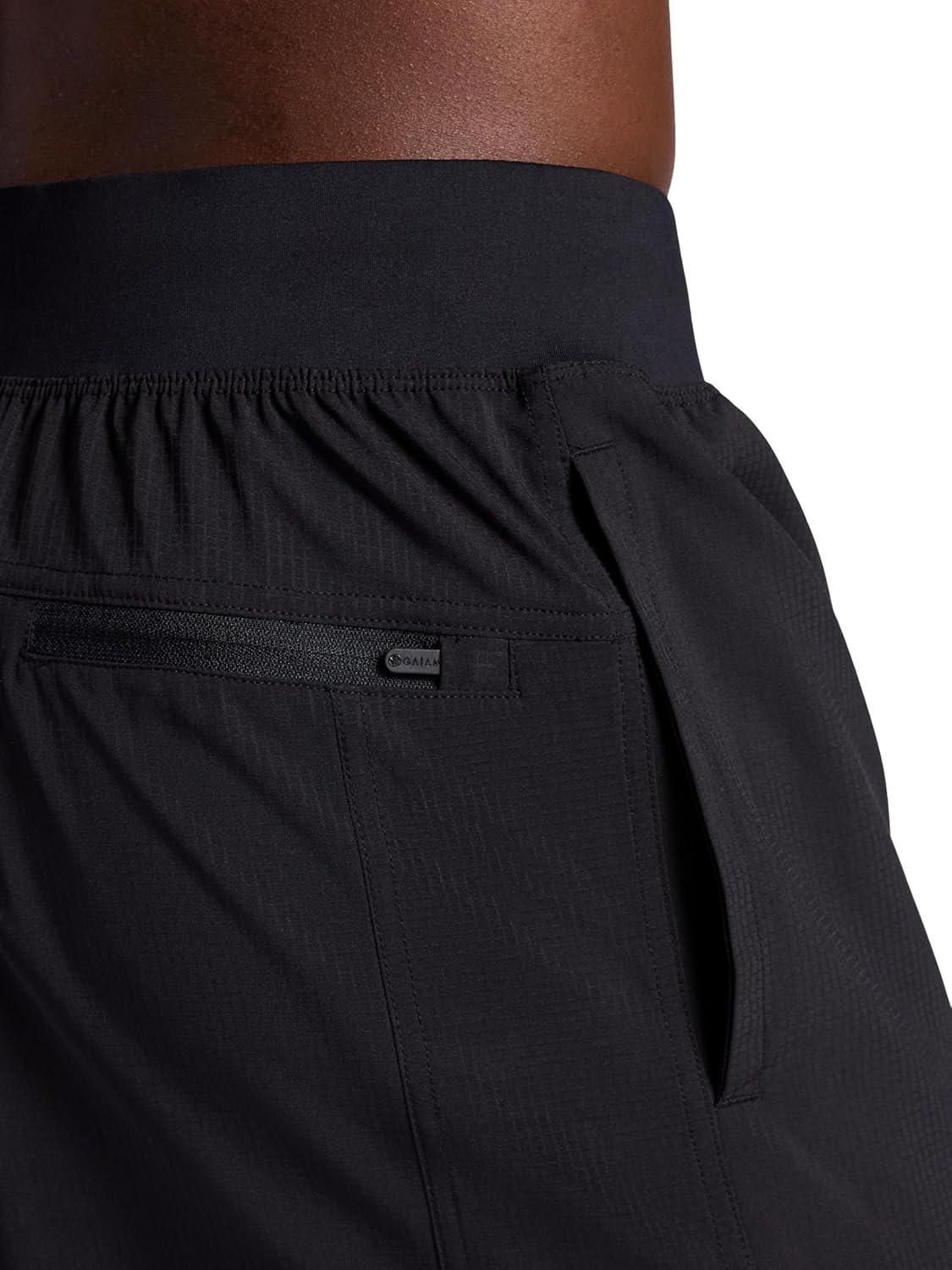 imageGaiam Mens Hatha 20 7 Short Standard Fit Stretch Lightweight Material MoistureWickingBlack