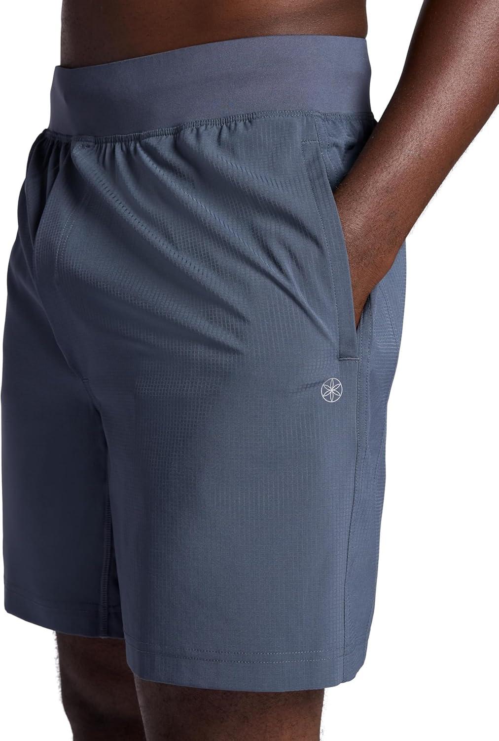 imageGaiam Mens Hatha 20 7 Short Standard Fit Stretch Lightweight Material MoistureWickingCool Grey