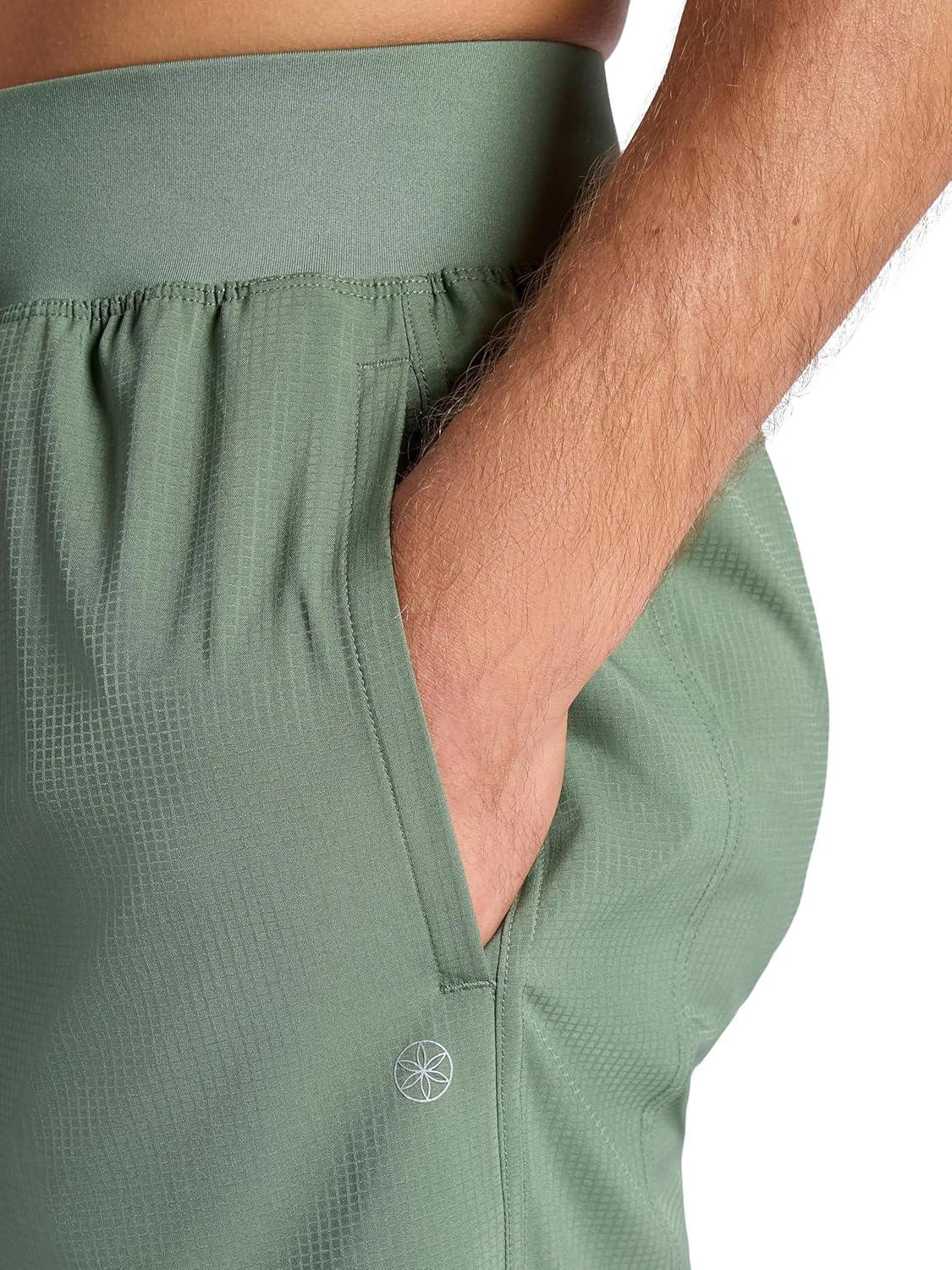 imageGaiam Mens Hatha 20 7 Short Standard Fit Stretch Lightweight Material MoistureWickingDuck Green