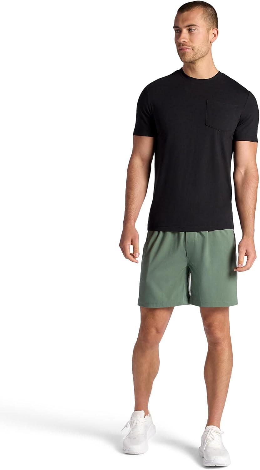 imageGaiam Mens Hatha 20 7 Short Standard Fit Stretch Lightweight Material MoistureWickingDuck Green