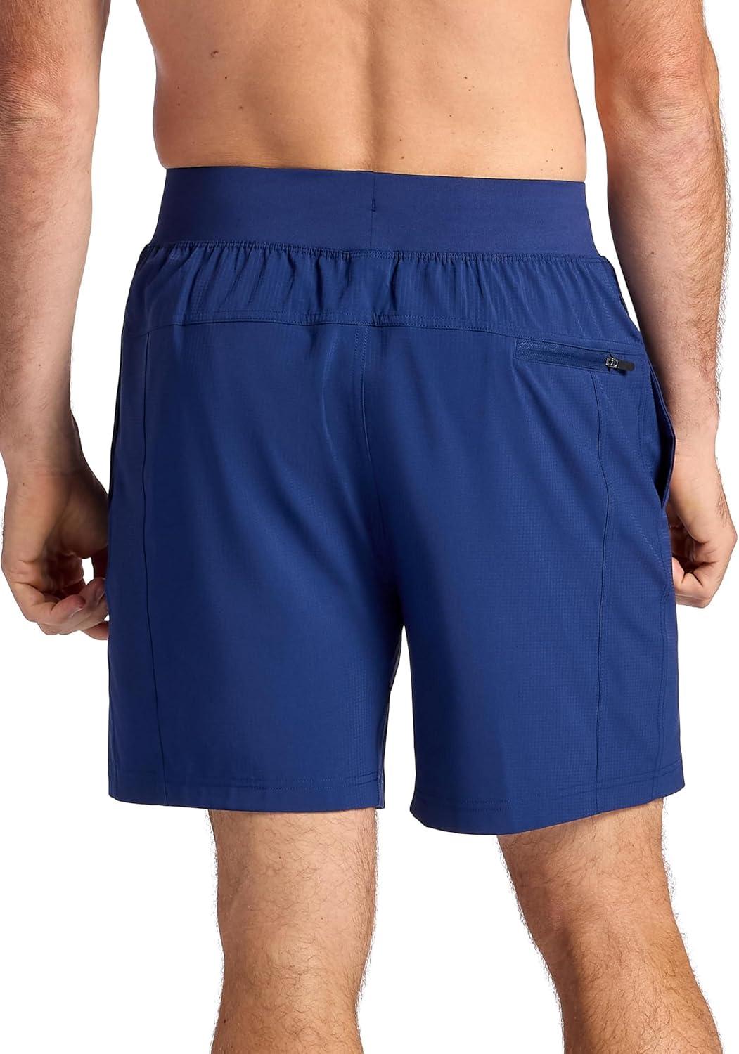 imageGaiam Mens Hatha 20 7 Short Standard Fit Stretch Lightweight Material MoistureWickingMedieval Blue