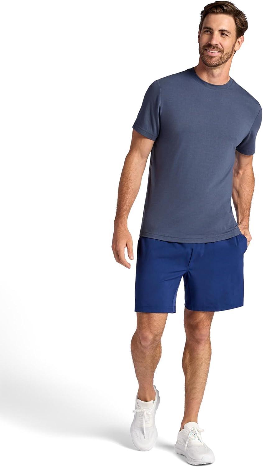 imageGaiam Mens Hatha 20 7 Short Standard Fit Stretch Lightweight Material MoistureWickingMedieval Blue