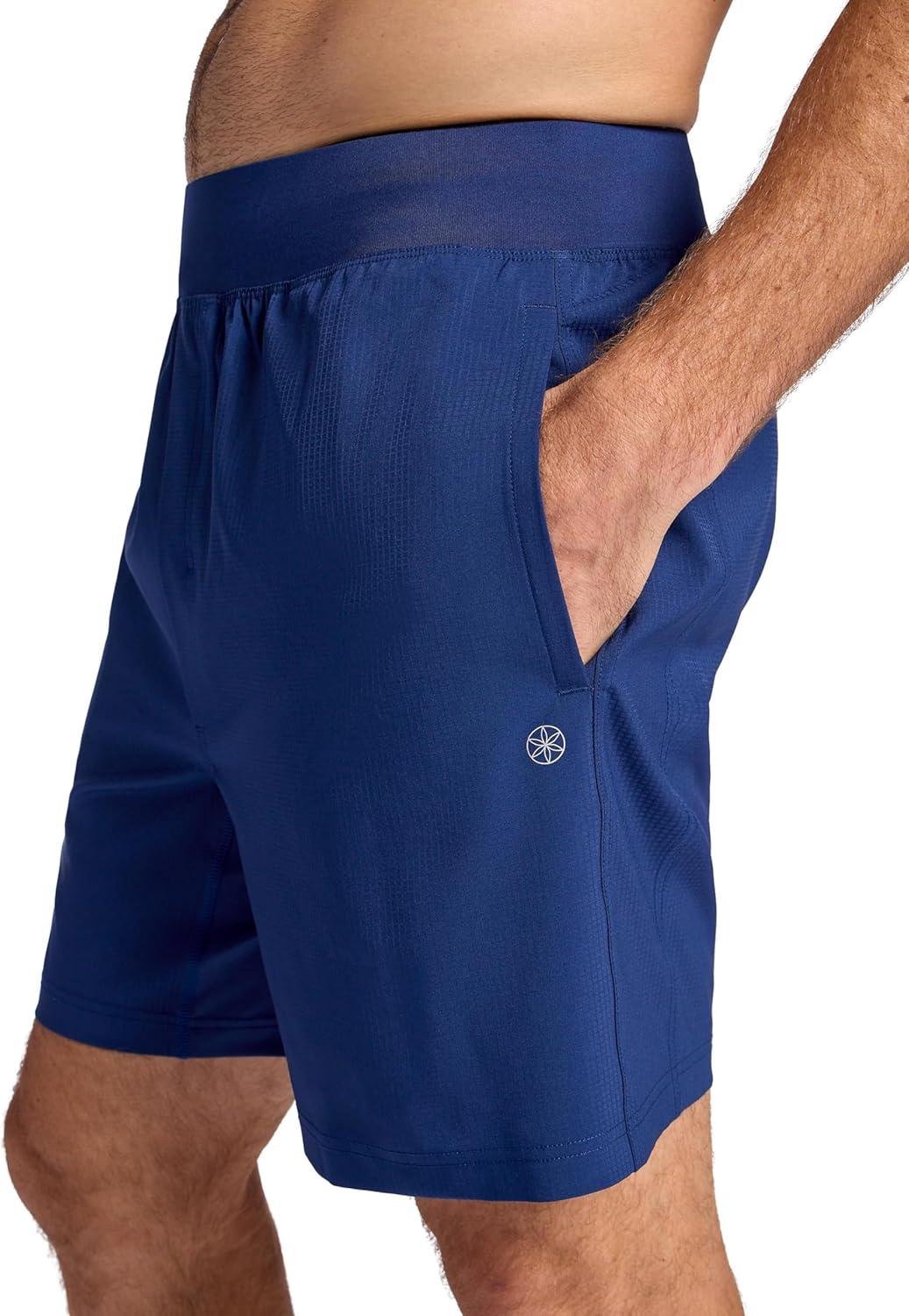 imageGaiam Mens Hatha 20 7 Short Standard Fit Stretch Lightweight Material MoistureWickingMedieval Blue