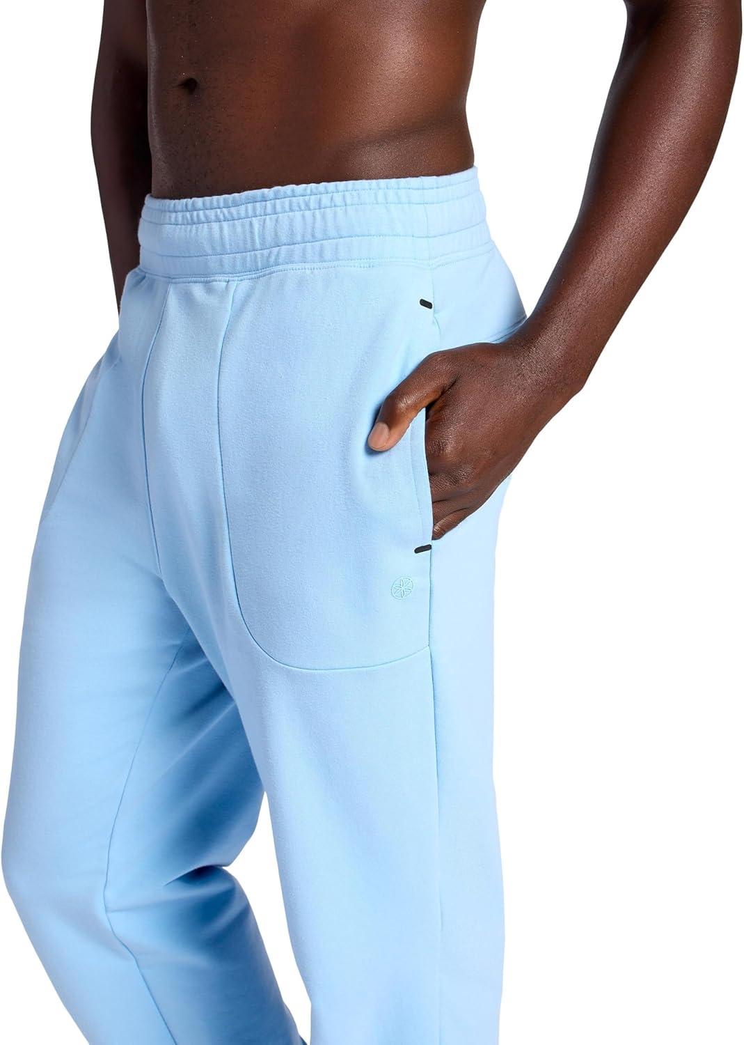 imageGaiam Mens Lotus Oblong Pant Standard Fit 31 Inseam Stretch Heavyweight Terry MaterialPlacid Blue