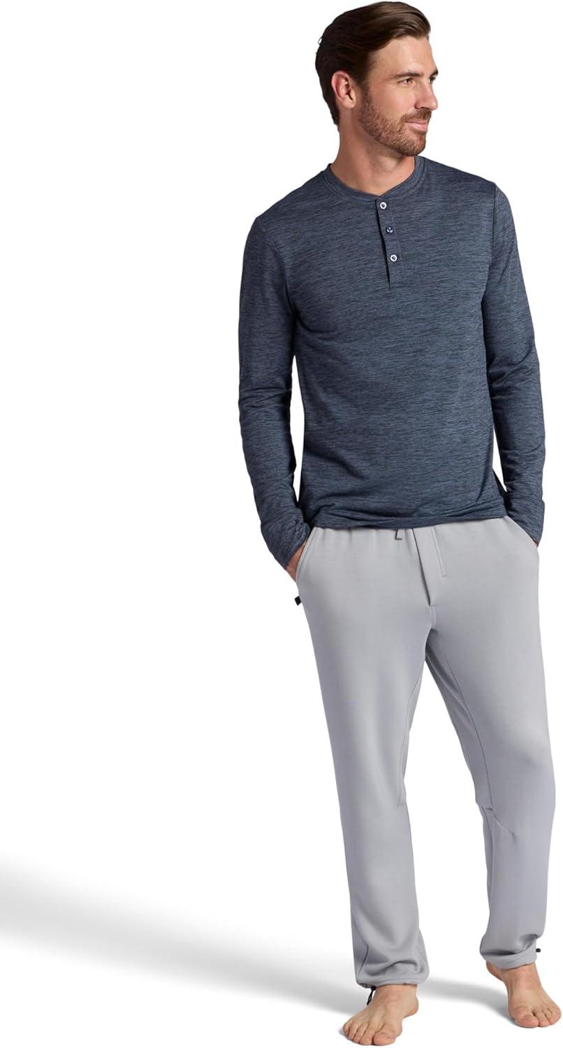 imageGaiam Mens Long Sleeve Henley Shirt Standard Fit Stretch Midweight MaterialCool Grey Heather Bliss Balance