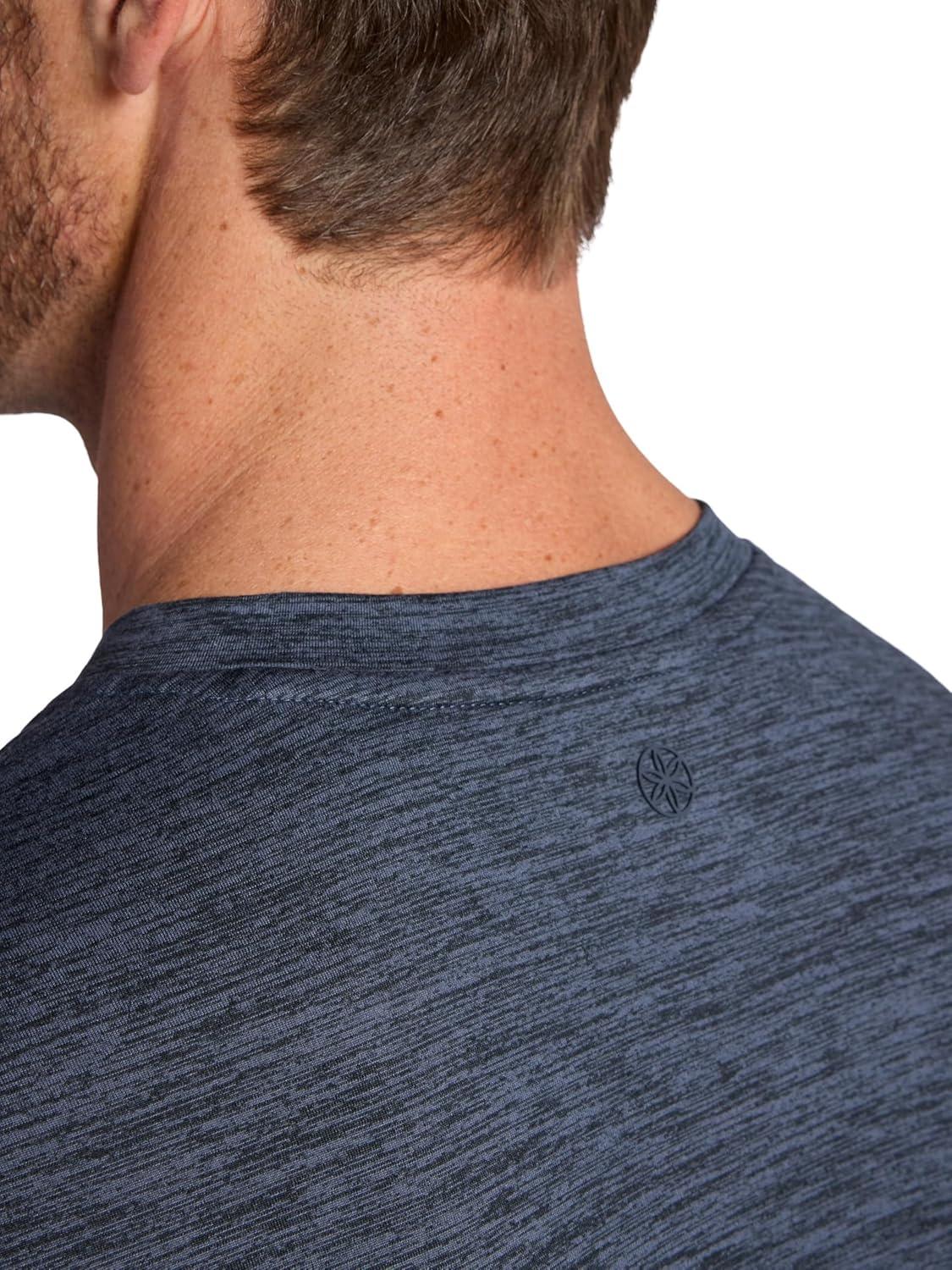 imageGaiam Mens Long Sleeve Henley Shirt Standard Fit Stretch Midweight MaterialCool Grey Heather Bliss Balance