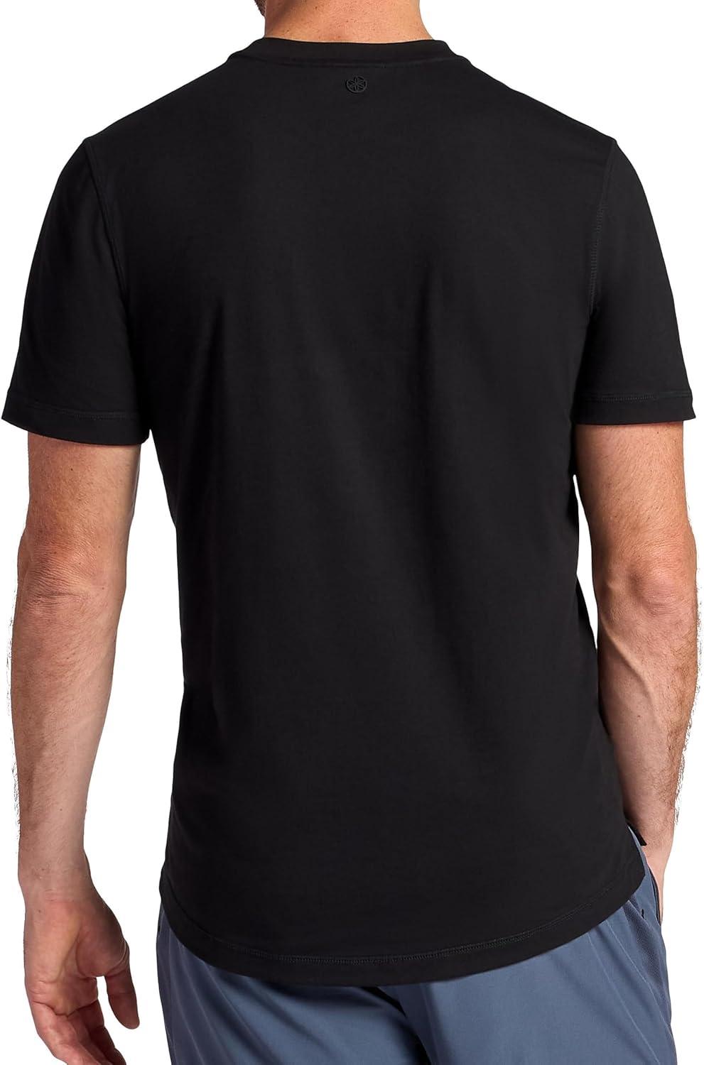 imageGaiam Mens Zen Vent Short Sleeve Crewneck TShirt Standard Fit Stretch Midweight MaterialBlack